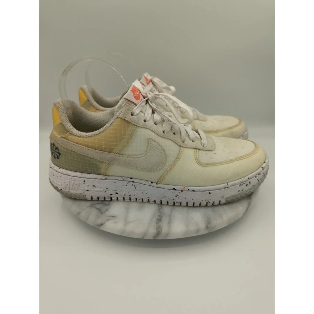Nike Air Force 1 Shoes Woman's 8.5 White Low Crater Move to Zero White Orange‎